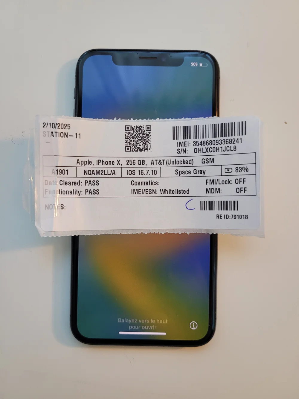 Apple iPhone X Used 256 Gb Black **AJ**